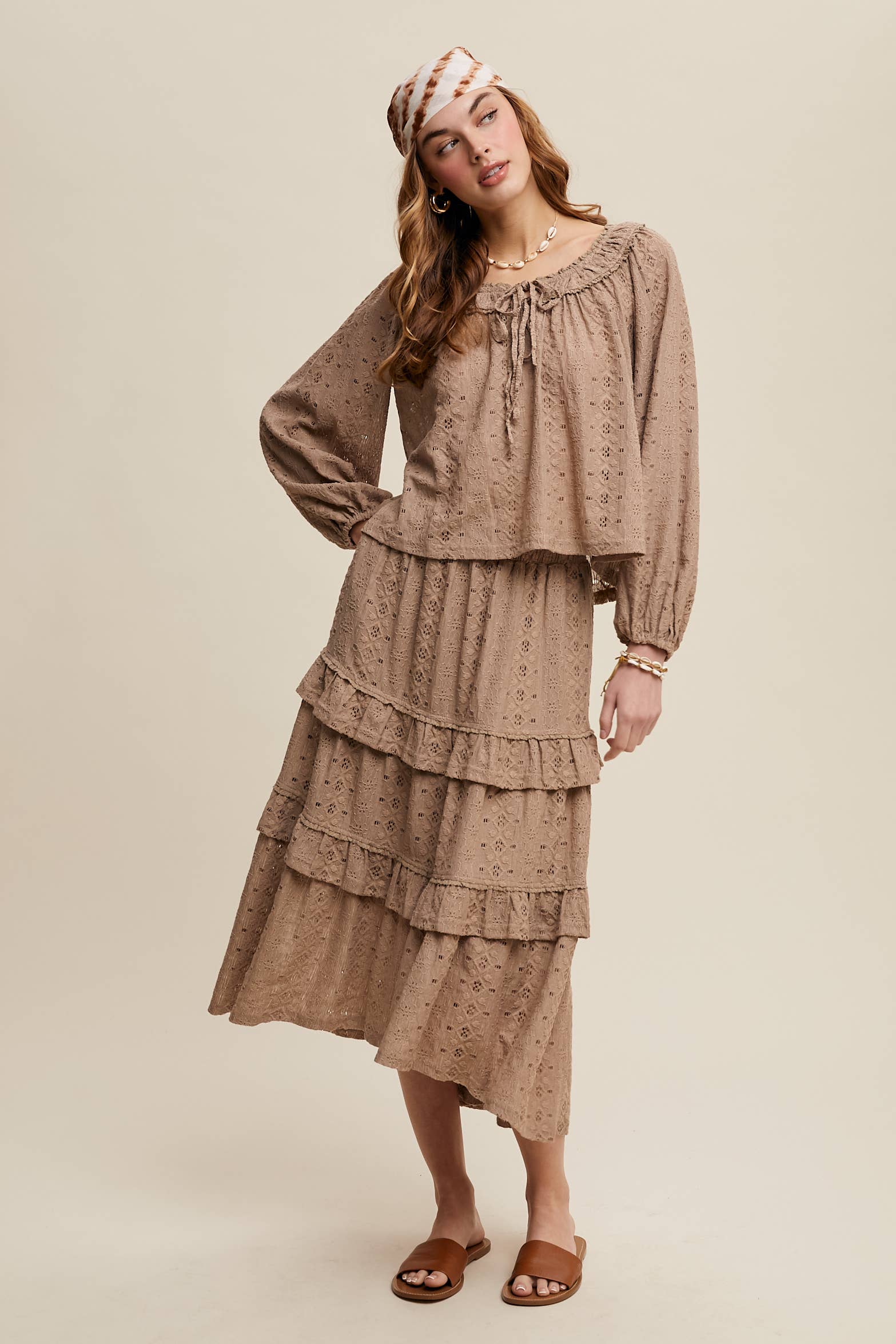 Sagewood Blouse & Skirt Set