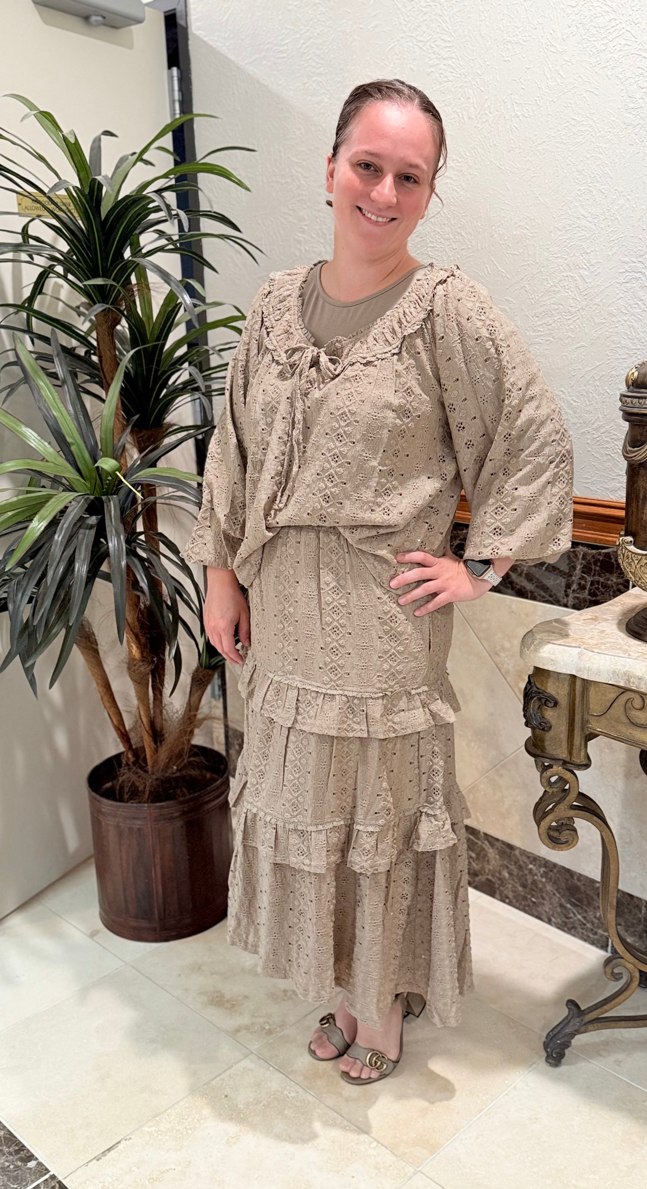 Sagewood Blouse & Skirt Set